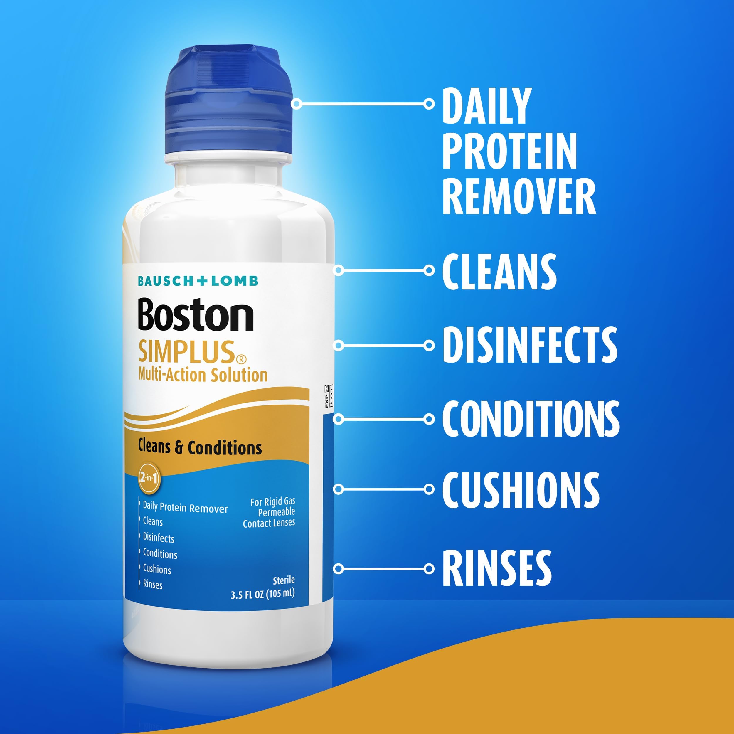 Bausch + Lomb Boston Simplus Multi-Action Solution for Rigid Gas Permeable Contact Lenses 105ml (Pack of 1) 1