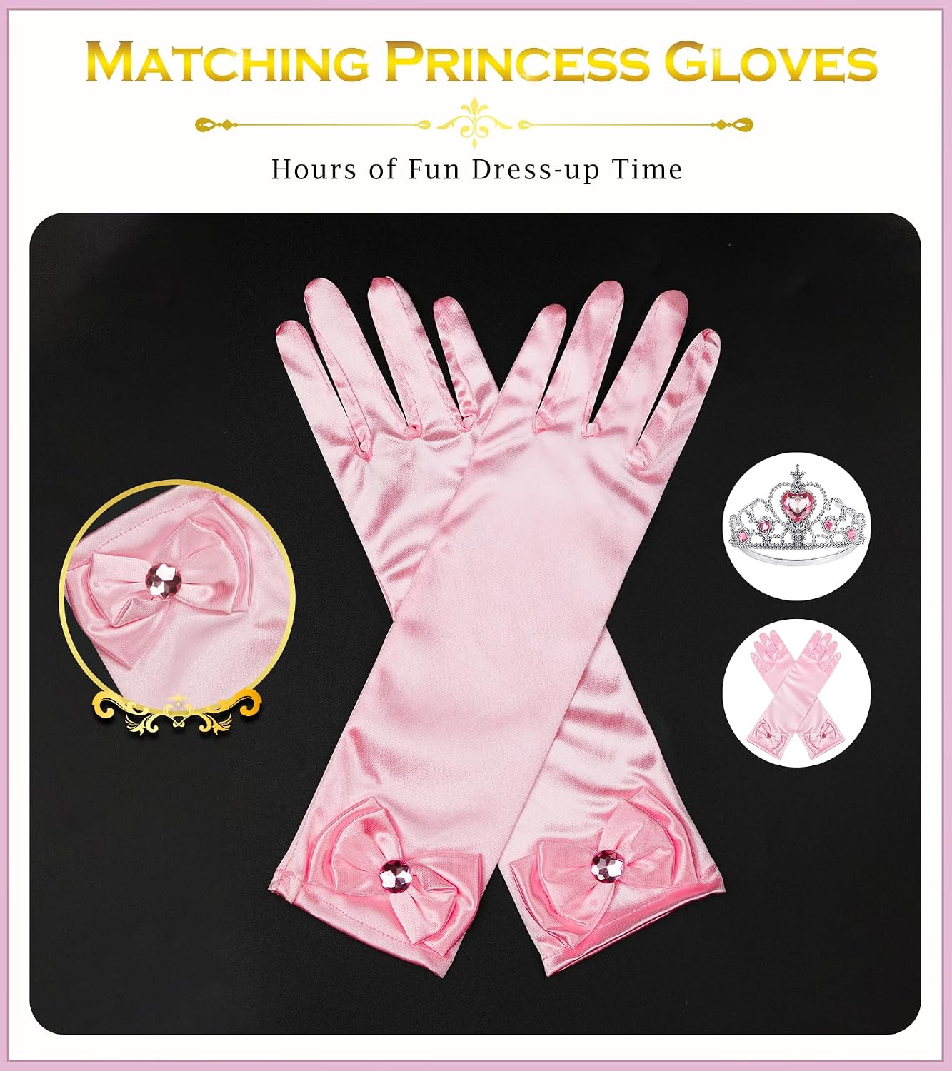 Princess Dress Up Accessories Princess Crown Tiara for Little Girls | Princess Tiara Glove Wand Toys Gifts for 3-6 Girl