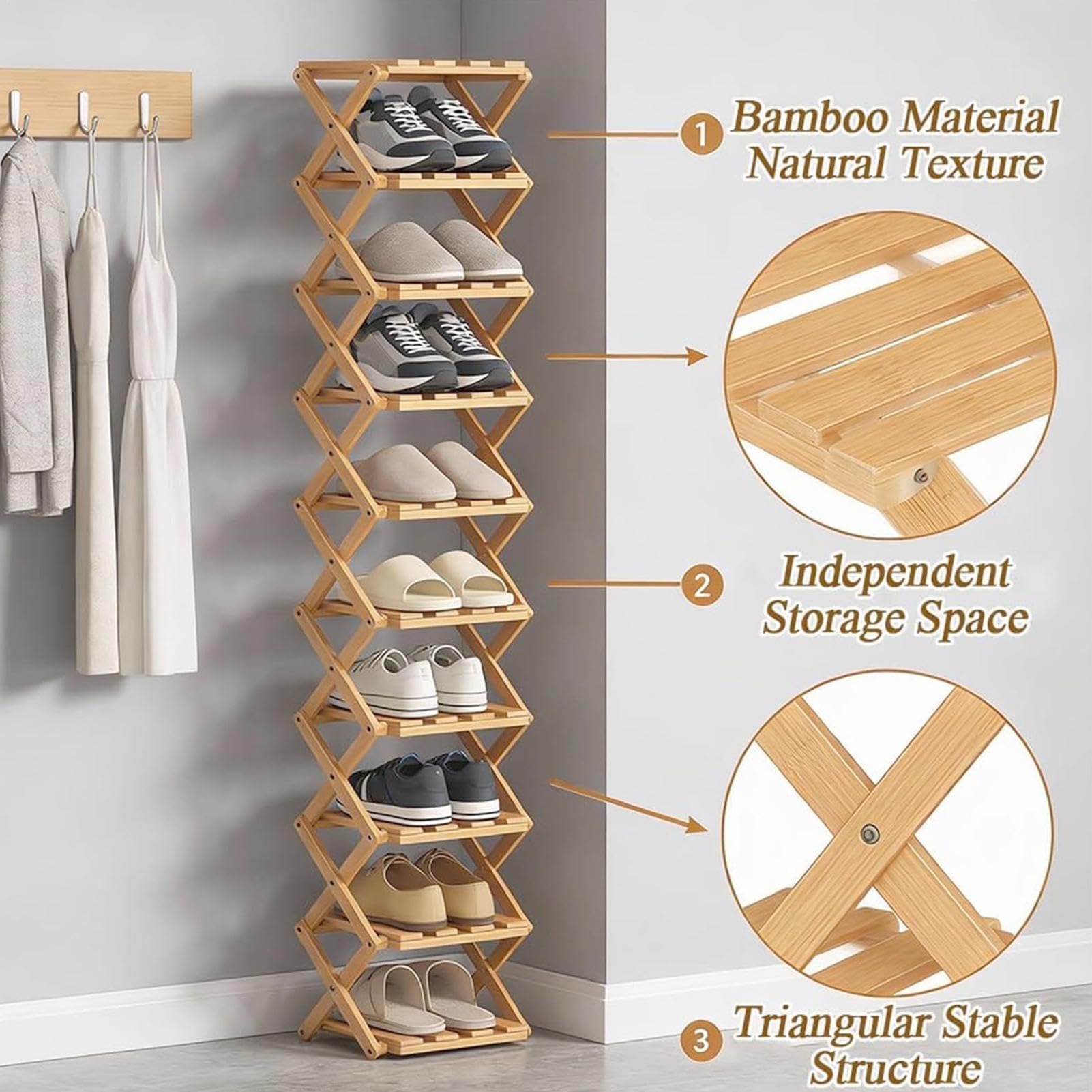 Organizzatore di Scarpe - In Legno Grande Capacità Risparmio di Spazio,Grande Organizzatore di Stoccaggio per Scarpe,Per Ingresso Corridoio Appartamento Casa Studente Sneakers Stivali Tacchi
