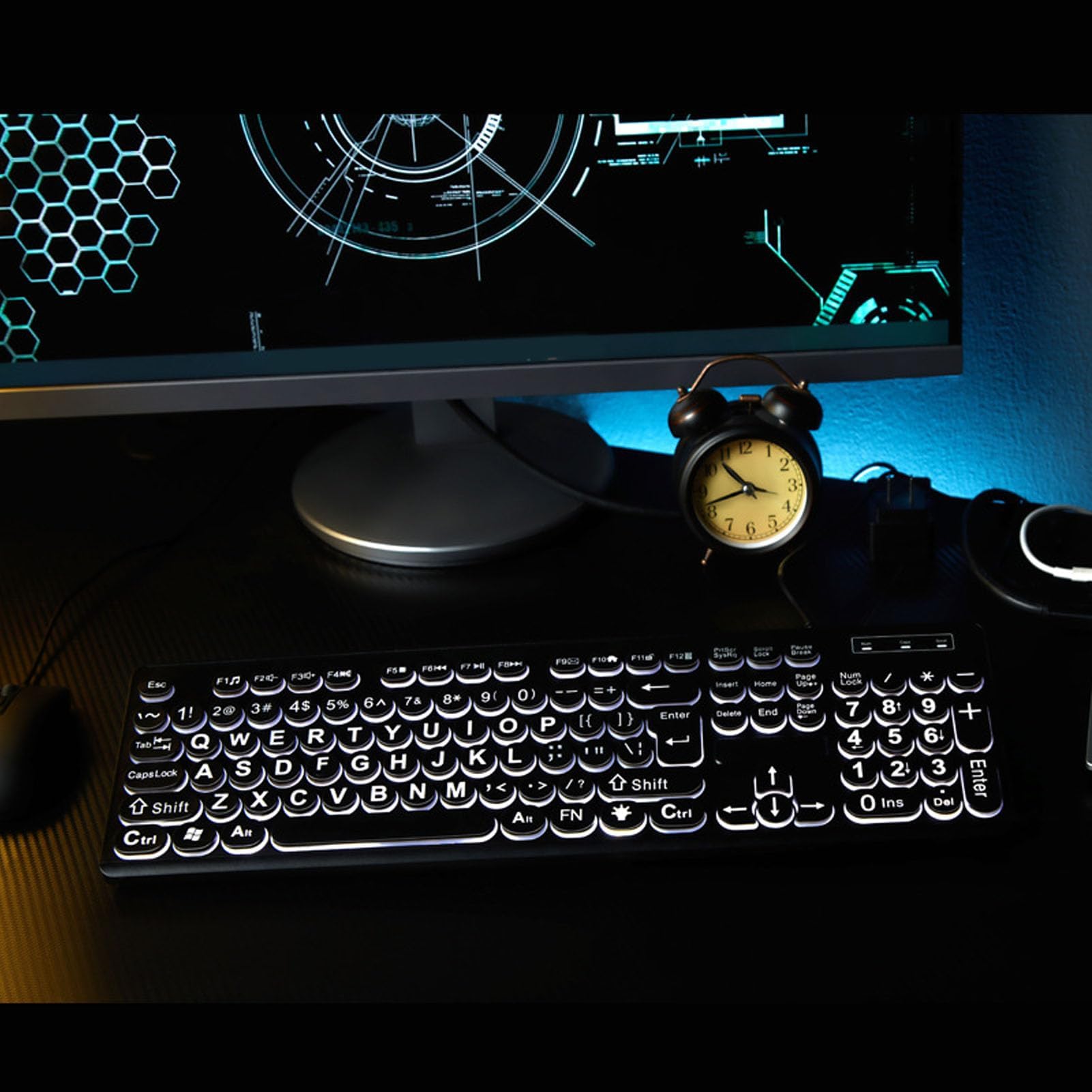 Tastiera Retroilluminata con Caratteri Grandi, Tastiera Illuminata per Anziani o Ipovedenti, Tastiera USB a 104 Tasti con Lettere Oversize