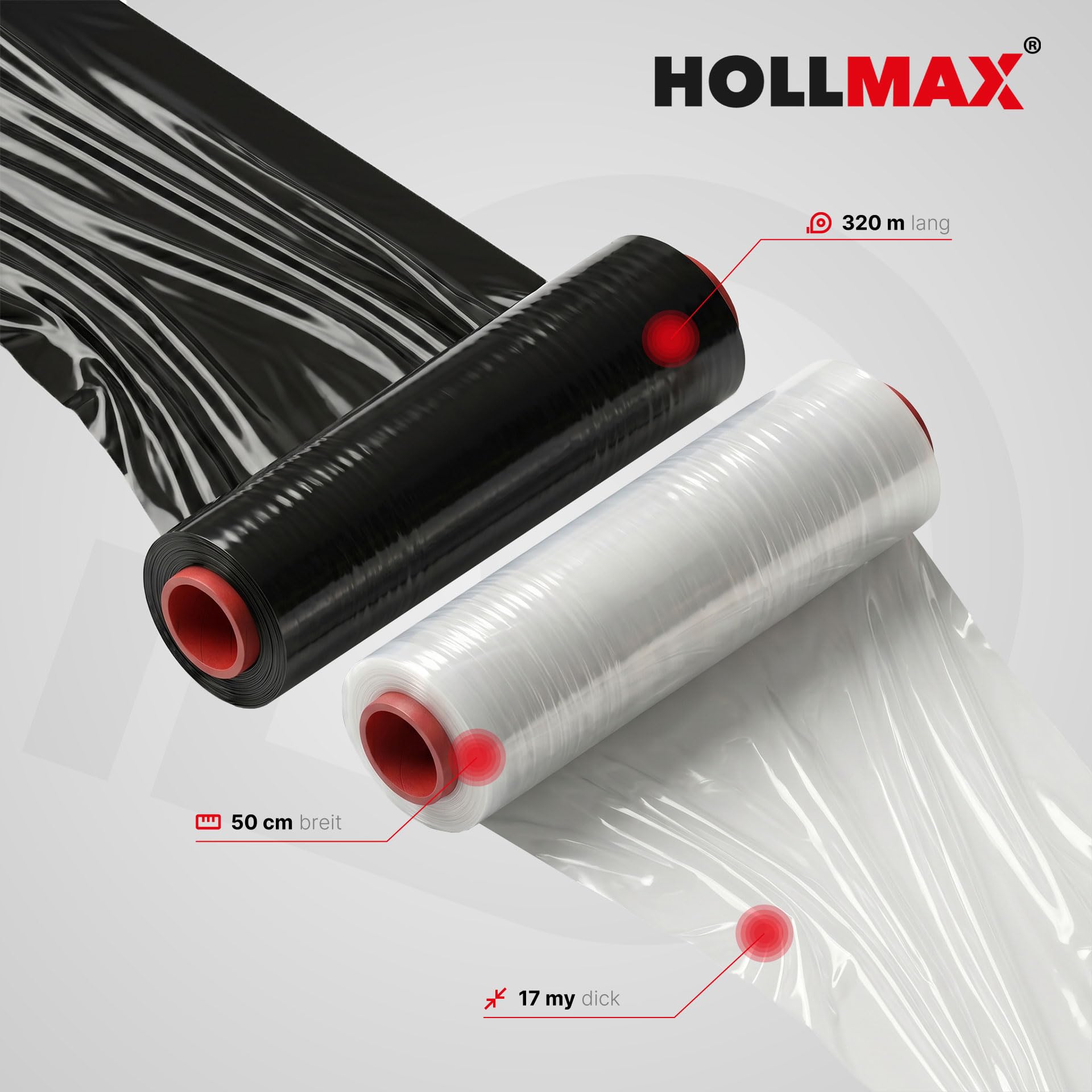 Profi Stretchfolie 17 my Transparent 8 Stück 320 m 2,5 kg Palettenfolie