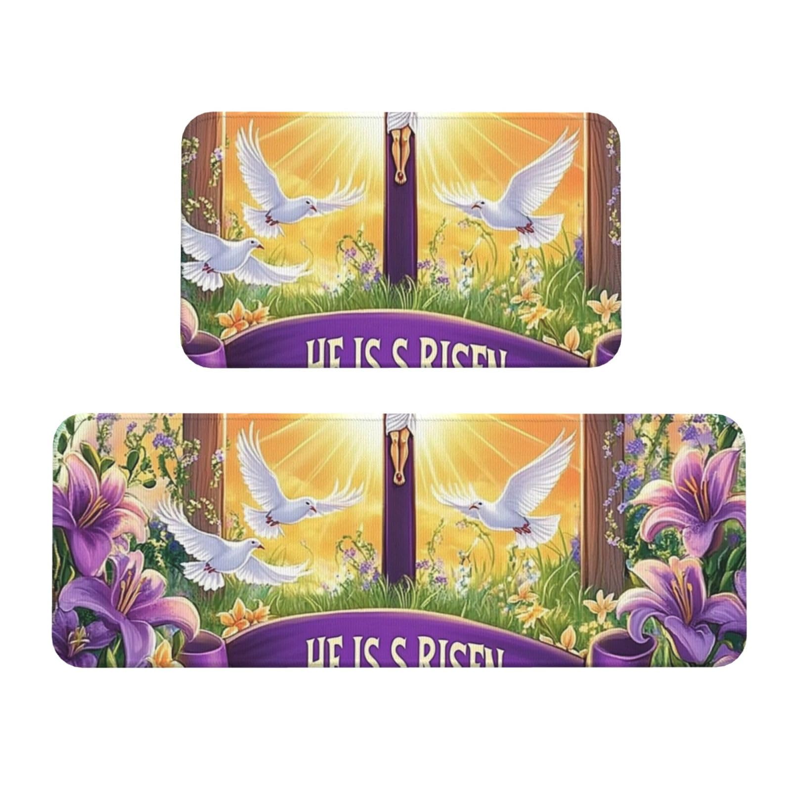 Juego de 2 tapetes de cocina de 43 x 119 cm acolchados y lavables de Pascua