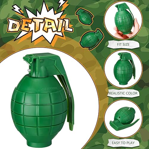 Miniatura 2 de 12 granadas de mano de plástico con efectos de sonido realistas y luz intermitente, granadas de juguete, granadas falsas, juguetes militares para
