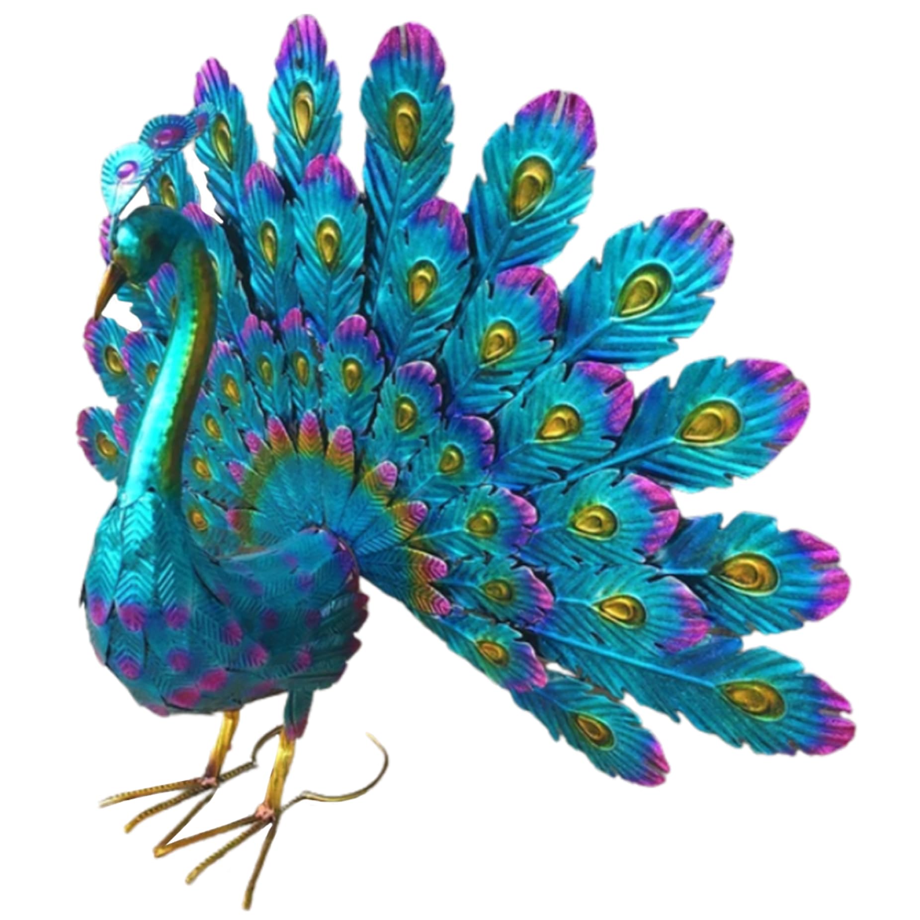 Pesoncarl Garden Decorations, Garden Ornaments Outdoor Peacock Statue Sculptures Metal Bird Art Decoration for Yard Porch Patio Lawn