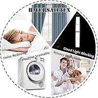 Vista 126 de H.VERSAILTEX Cortinas 100% opacas con aislamiento térmico, texturizadas, de lino, con bloqueo completo de calor y luz, para sala de estar y Negro