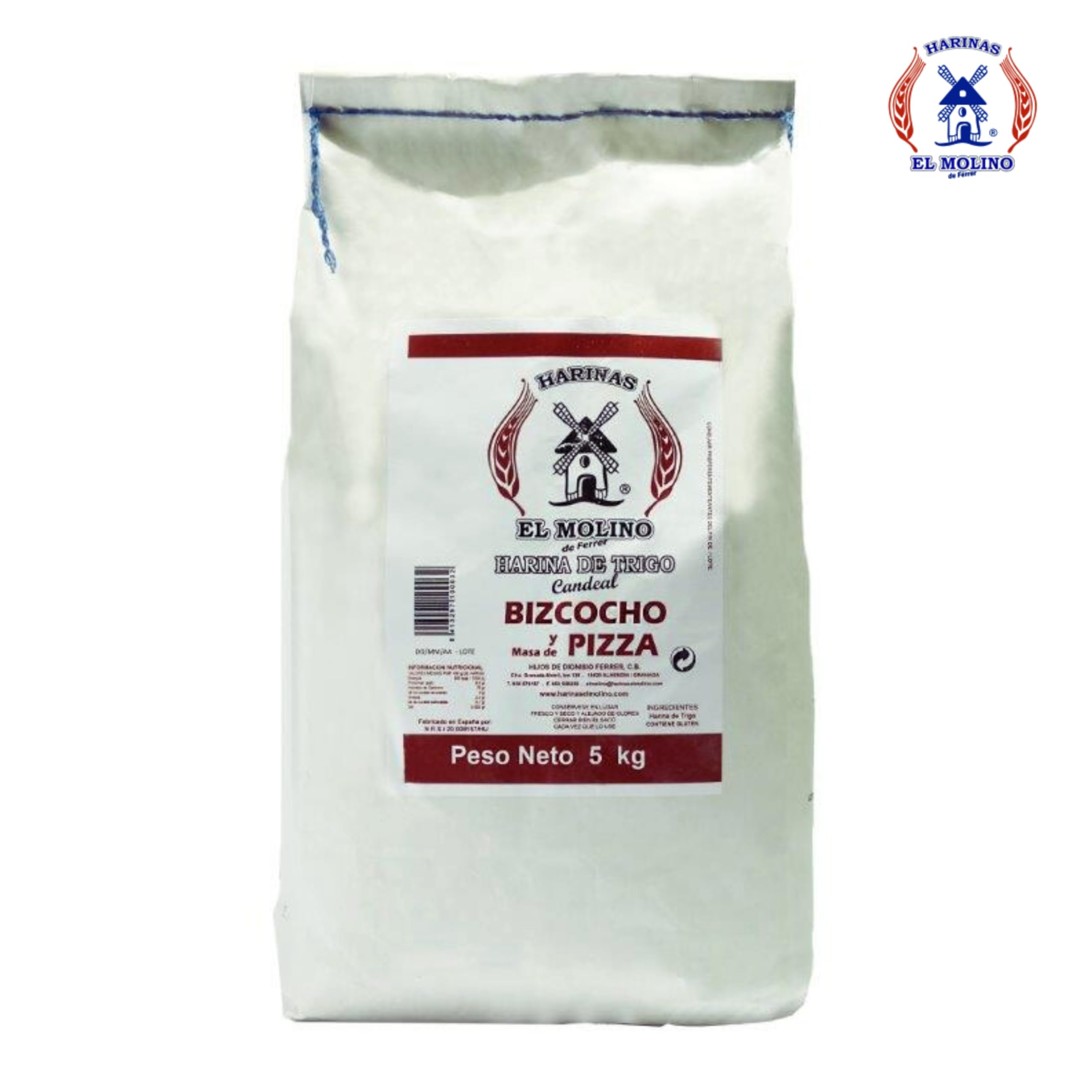 Harina Candeal de Trigo para Pan · El Molino Molida a Piedra · Saco 5 Kg · Obrador y Hogar