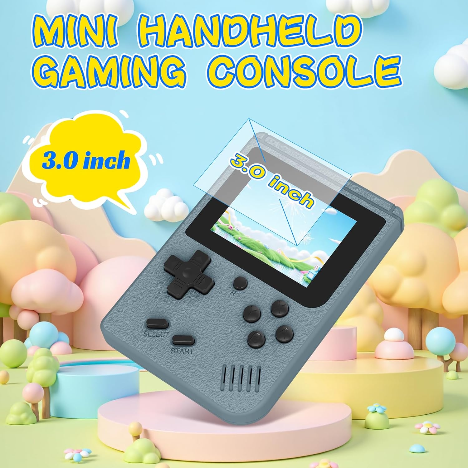 Retro Game Console, Built-in 400 Classic Retro Gaming Console, 1020mAh Rechargeable Battery, 3.0 Inch IPS Screen Retro Handheld Game Console, Portable Arcade Video Gaming Console (Gray)