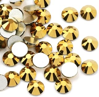 Dowarm 720Pieces SS20 Flatback Rhinestones, 4.8MM Glass Crystal Rhinestones for Craft Nails Dance Costumes, Flat Back Nail Crystals, Non Hotfix Rhinestones (SS20 / 4.8MM, Bright Gold)