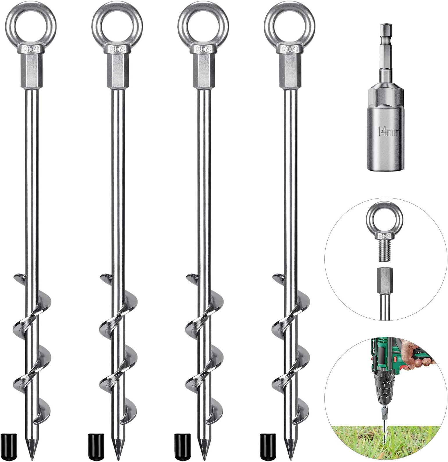 Kit Di Ancoraggio A Terra - 4 Picchetti E Cinghie Di Fissaggio Adattabile Universale 94339423