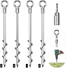 Lifeswell 12 Inch Ground Anchors, 4 Pcs Heavy Duty Tent Stakes, Easy to Install and Reusable, for Camping Tents, Trampolines, Sheds, Swing Sets, Securing Animals