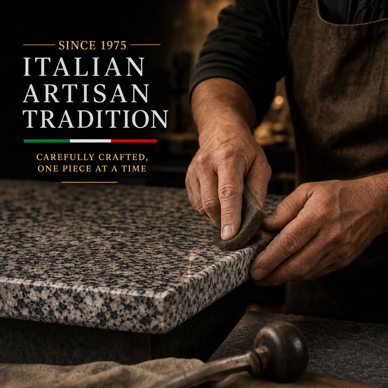 KALU Creations Deska do krojenia z naturalnego granitu różowego beta 40 x 30 x 2 cm – kamienny blat kuchenny, taca do serwowania – Made in Italy
