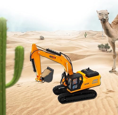 Miniatura 9 de Qcar Excavadora grande para vehículos de construcción, excavadora hidráulica de aleación resistente, escala 135, camión de juguete para niños de 8,