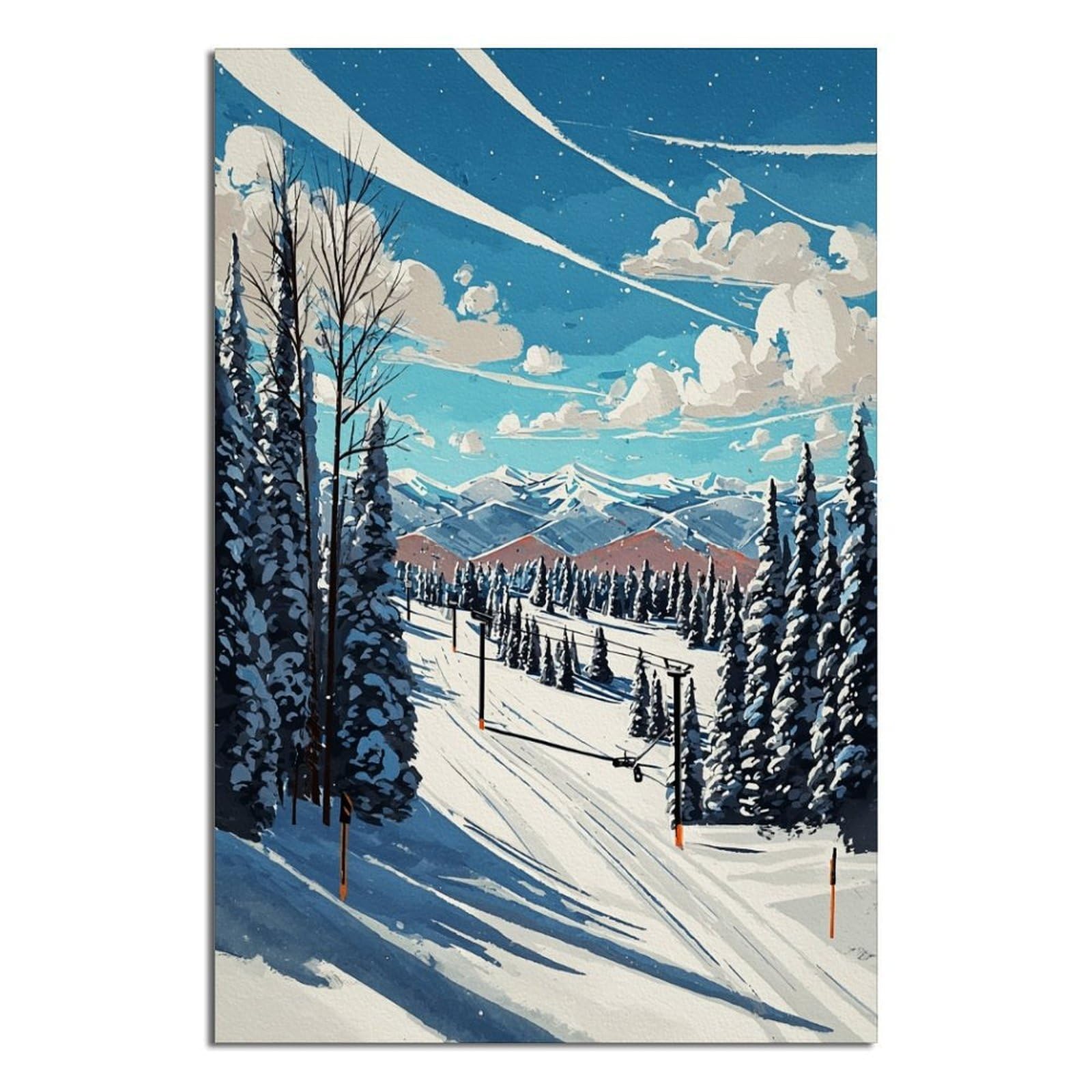 Park City Utah Ski Poster 20x30inch(50x75cm) Vintage Watercolor Canvas Art