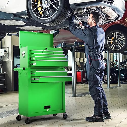 Miniatura 4 de Cofre de herramientas, armario de almacenamiento de herramientas con ruedas de 8 cajones, caja de herramientas superior desmontable y mecanismo de