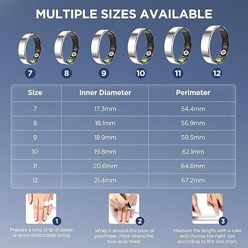 Miniatura 8 de Rastreador de fitness, anillo inteligente ultrafino para mujeres y hombres, rastreador de actividad de salud, anillo de fitness con monitor de