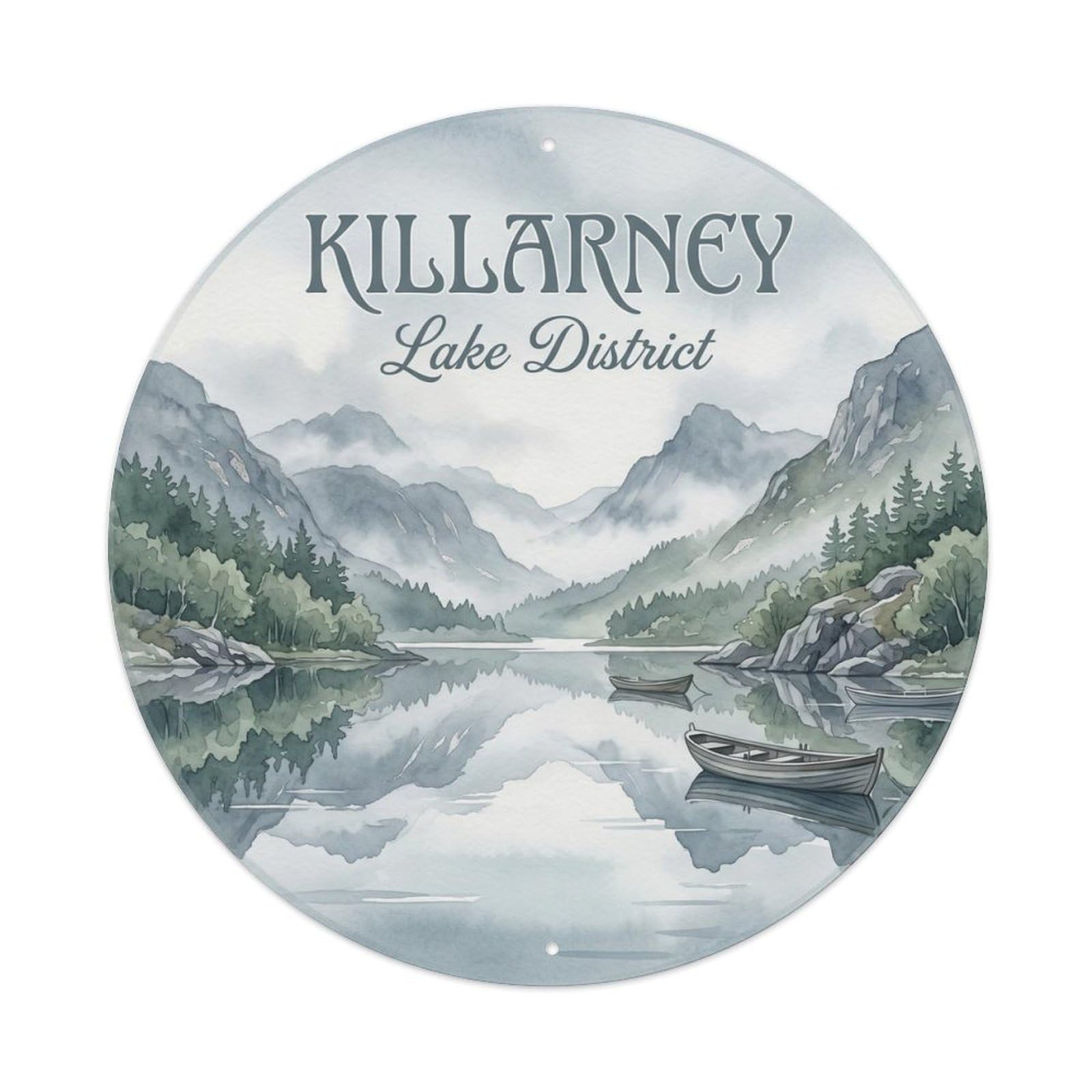 Cmhok Vintage Style Vintage Travel Killarney Lakes Metal Tin Sign Plaque Wall Decor For Cafe, Club, Garden Round Metal Poster 8X8inch