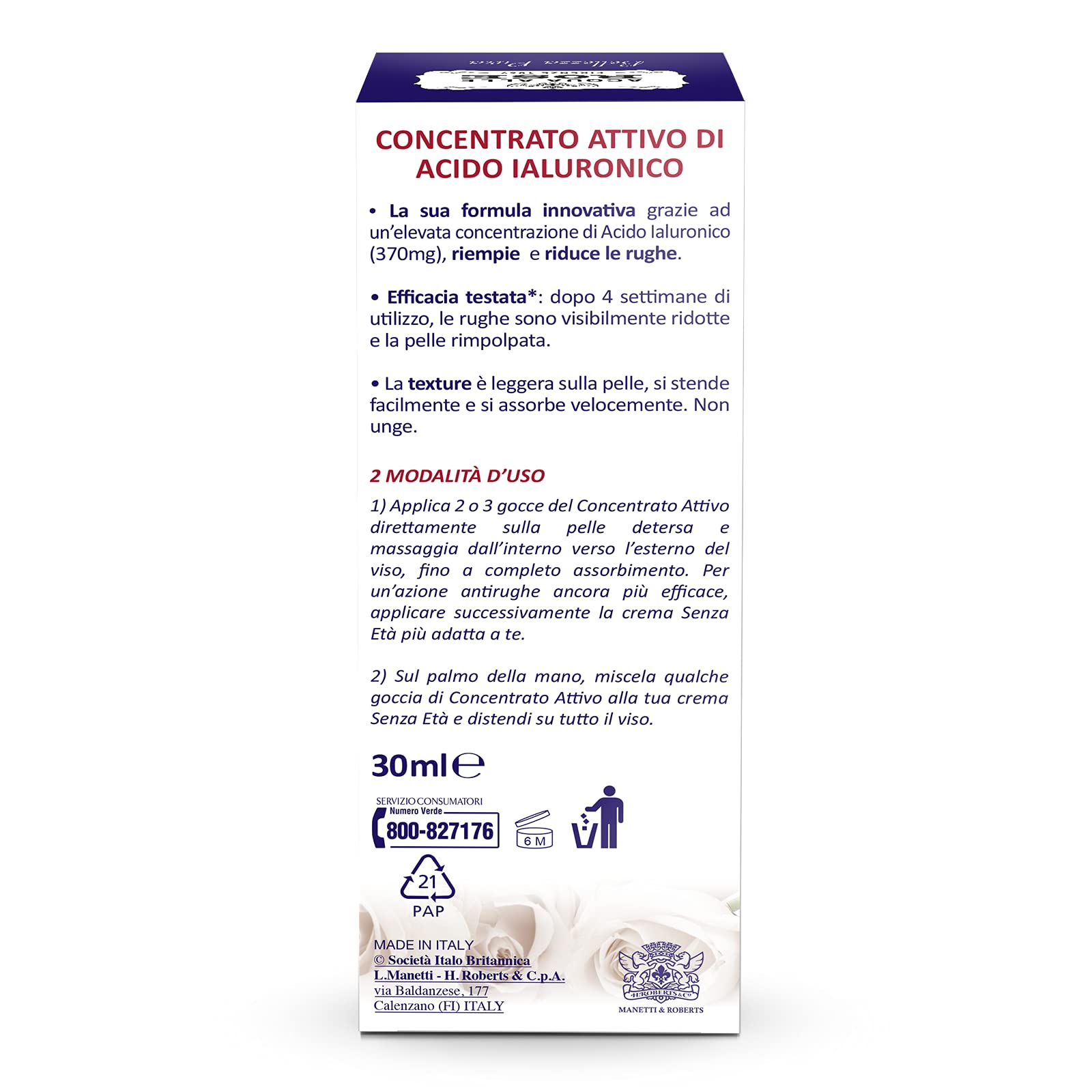 Acqua alle Rose Face with Active Hyaluronic Acid, Age-Free Anti-Wrinkle Serum with Vegetable Hyaluronic Acid - Image 2