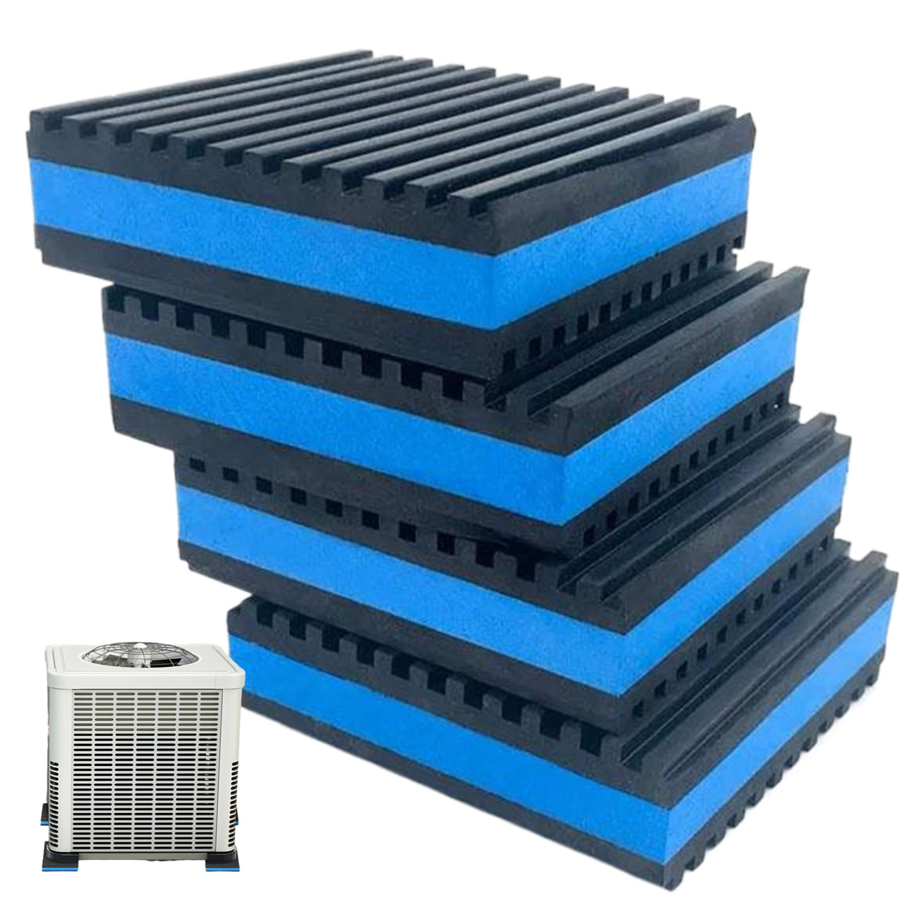 Heavy Du podkładki antywibracyjne, 4-pak gumowych mat izolacyjnych do klimatyzatorów, Cressors, Trellis - Blue Vibrat Tampening Soluts