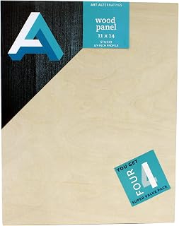 Art Alternatives Classic Wood Panel Value Pack, Studio, .75" Profile, 11" x 14", 4/Pkg.