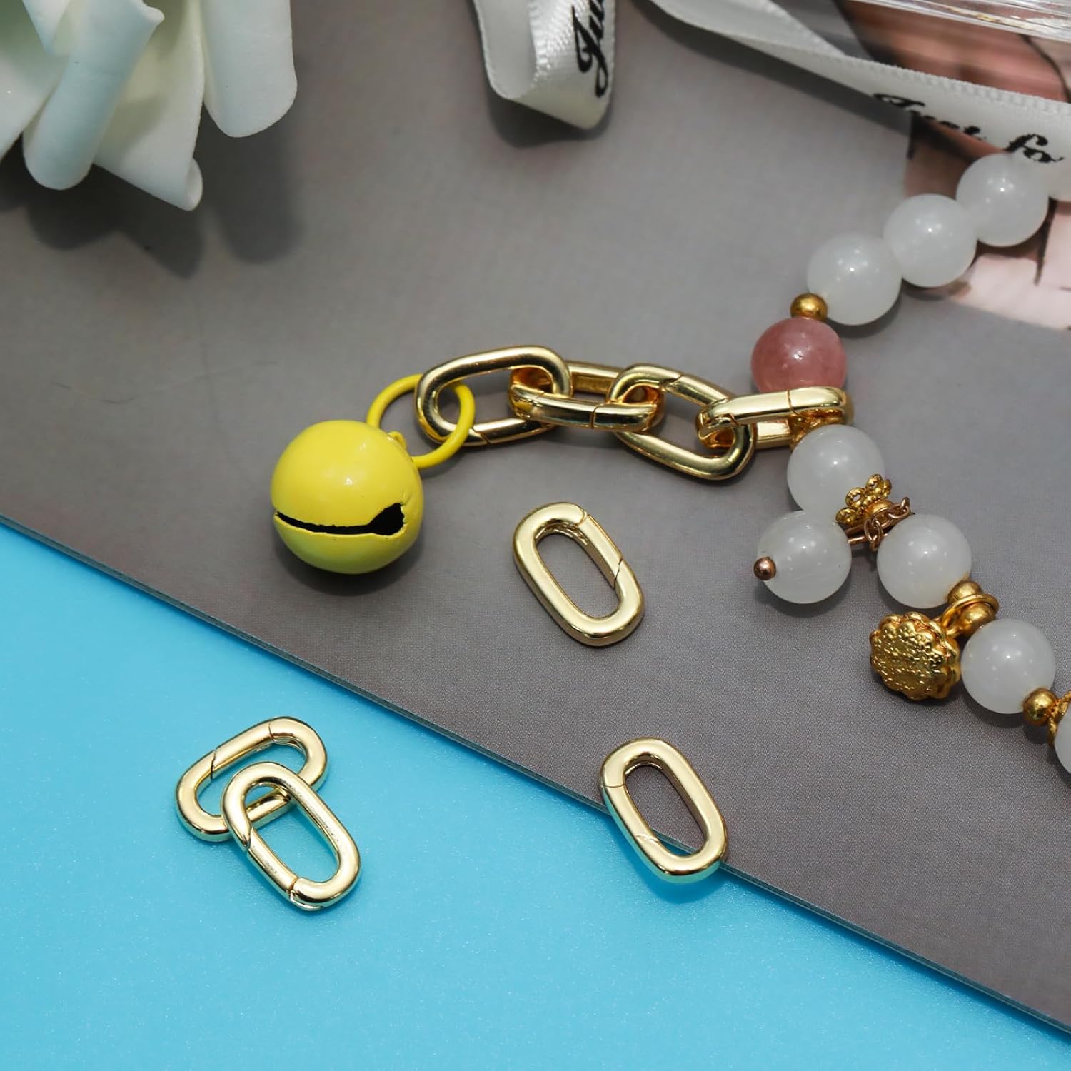 18K Gold Oval Necklace Clasps, Spring Clasp Connector, Keychain Clasps Connector, for Jewelry DIY Craft Making (Small) - Image 5