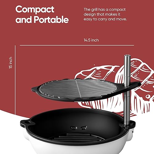 Miniatura 2 de Bola Grill Traveler - Parrilla de carbón portátil - Pequeña parrilla de barbacoa de mesa con rejilla ajustable y giratoria para cocinar al aire
