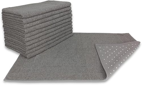 Kit 05 Tapete para Banheiro Atoalhado Felpudo Luxo c/Antiderrapante 550g/m² 45x70cm Padrão Hotel/Pousada - Cinza