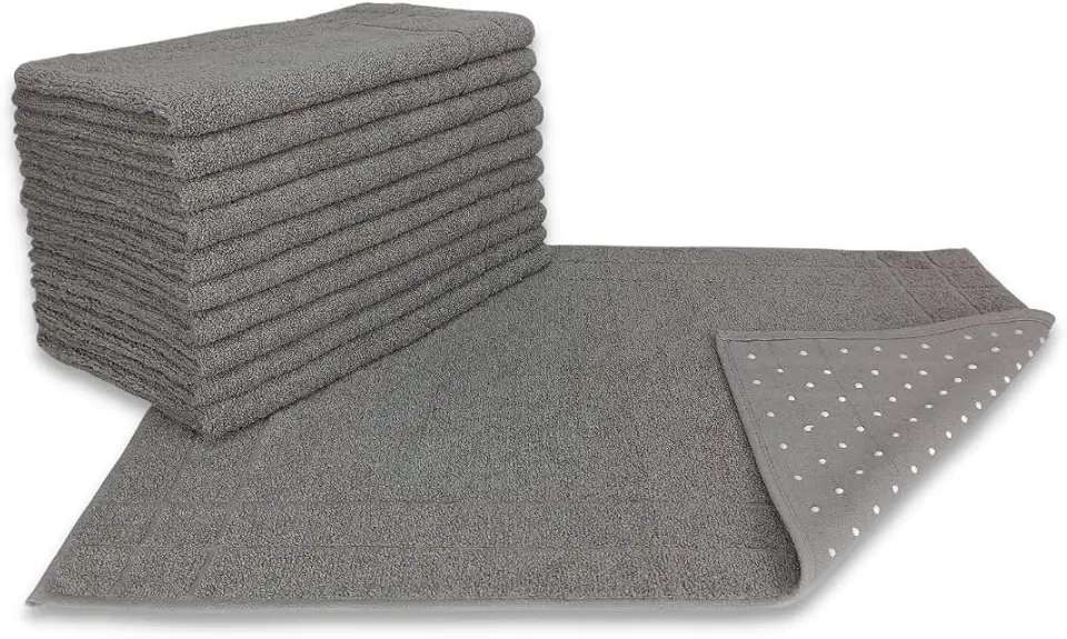 Kit 05 Tapete para Banheiro Atoalhado Felpudo Luxo c/Antiderrapante 550g/m² 45x70cm Padrão Hotel/Pousada - Cinza