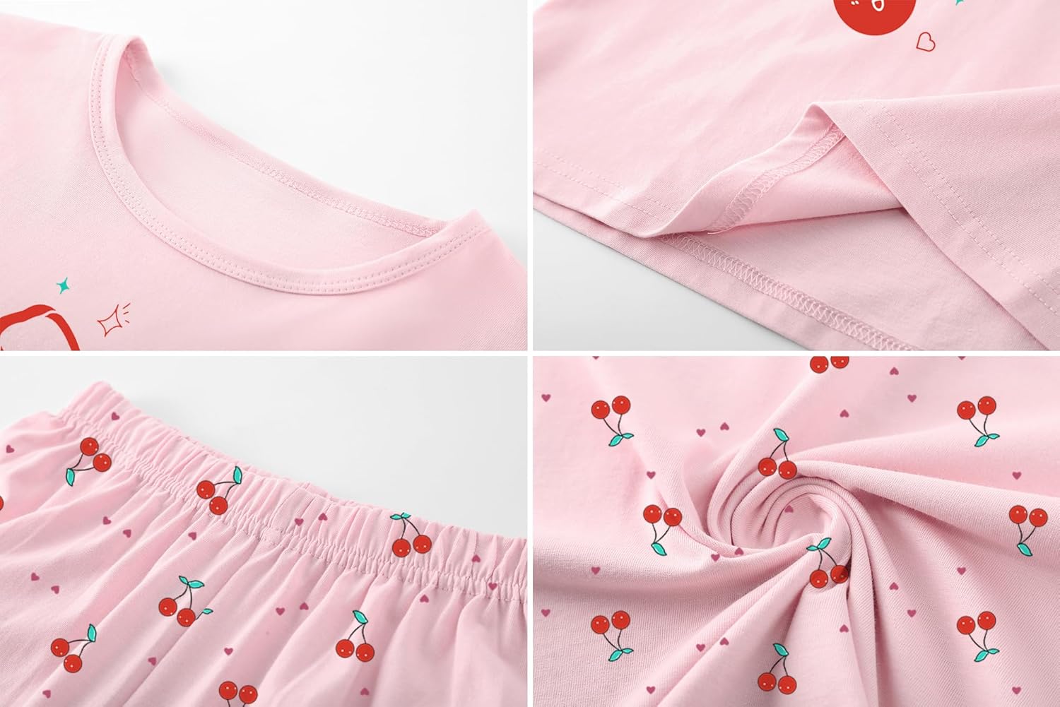 Umeyda Girls Pajamas Set, Cotton Pjs Cartoon Pattern 3PCS Sleepwear Lounge for Kids Size 5-14 - Image 7