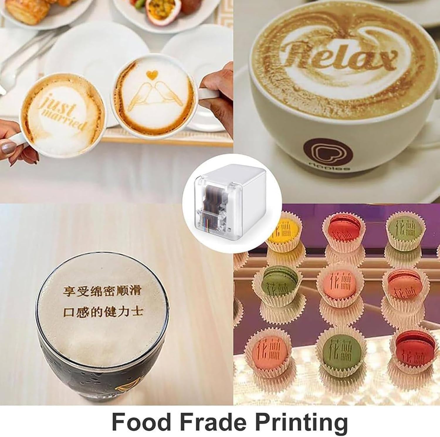 Impresora de alimentos de mano para cocinar tú mismo, mini impresora artística de café con leche, bolígrafo portátil de impresión de grado alimenticio para pan y creaciones gourmet