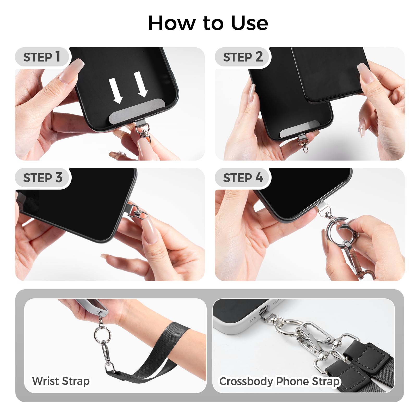 Tiostep Clip and Go Pasek do telefonu z portfelem, smyczą do telefonu crossbody i małą, przezroczystą torbą na imprezy stadionowe, koncert