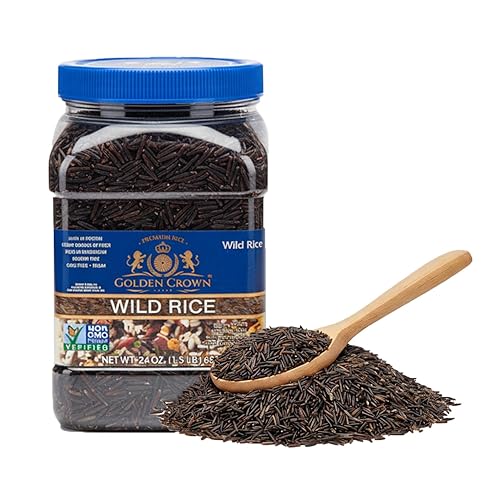 Golden Crown Arroz Salvaje Premium Alto en Proteínas, Envejecido Naturalmente Sin Gluten + Libre de OMG Vegano, Granos Sabrosos y Deliciosos Bajos