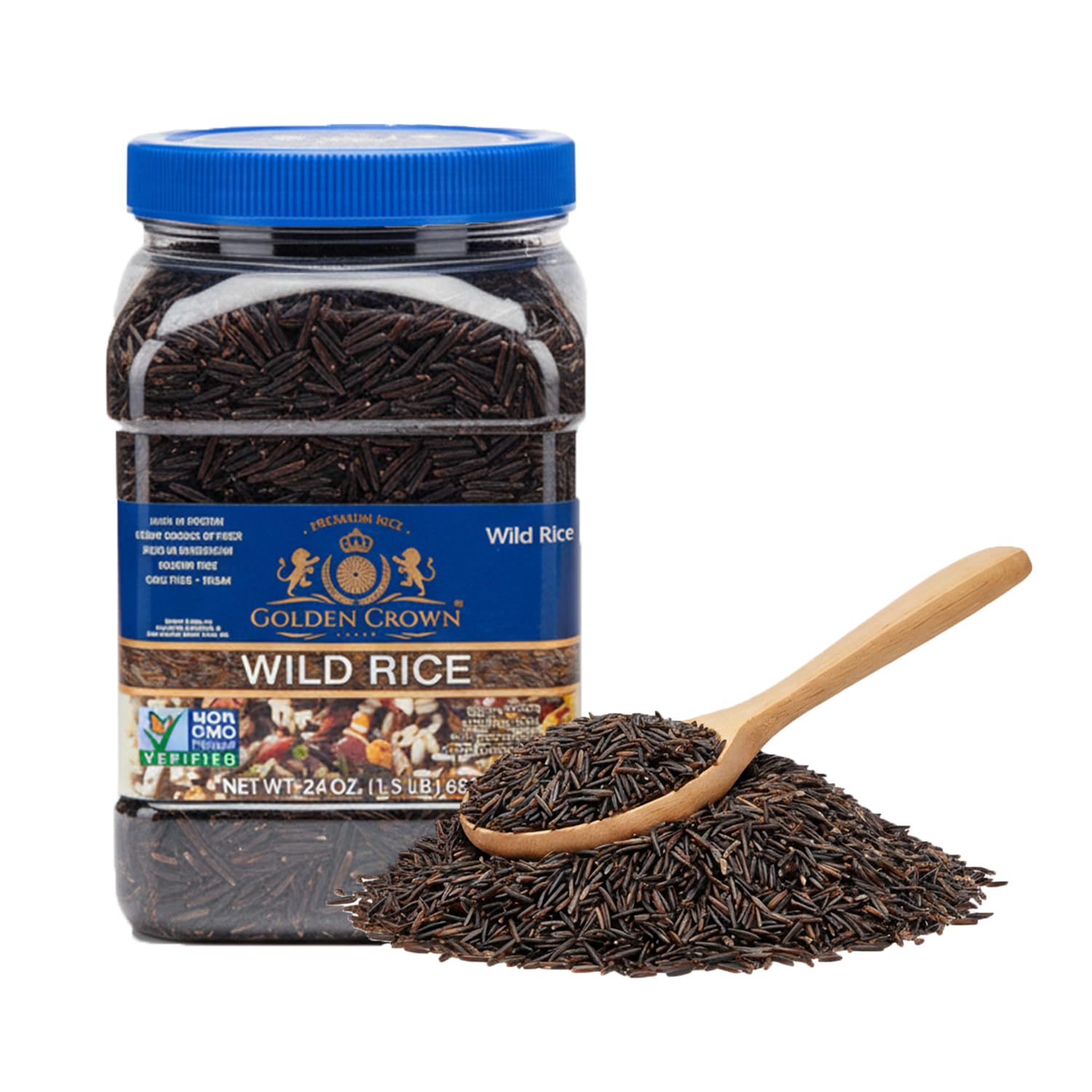 Golden Crown Premium High Protein Wild Rice, Naturally Aged Gluten + GMO Free Vegan, Tasty and Delicious Low in Calories Grains, Great Source of Fiber and Rich in Magnesium - 24 oz (1.5Lb)