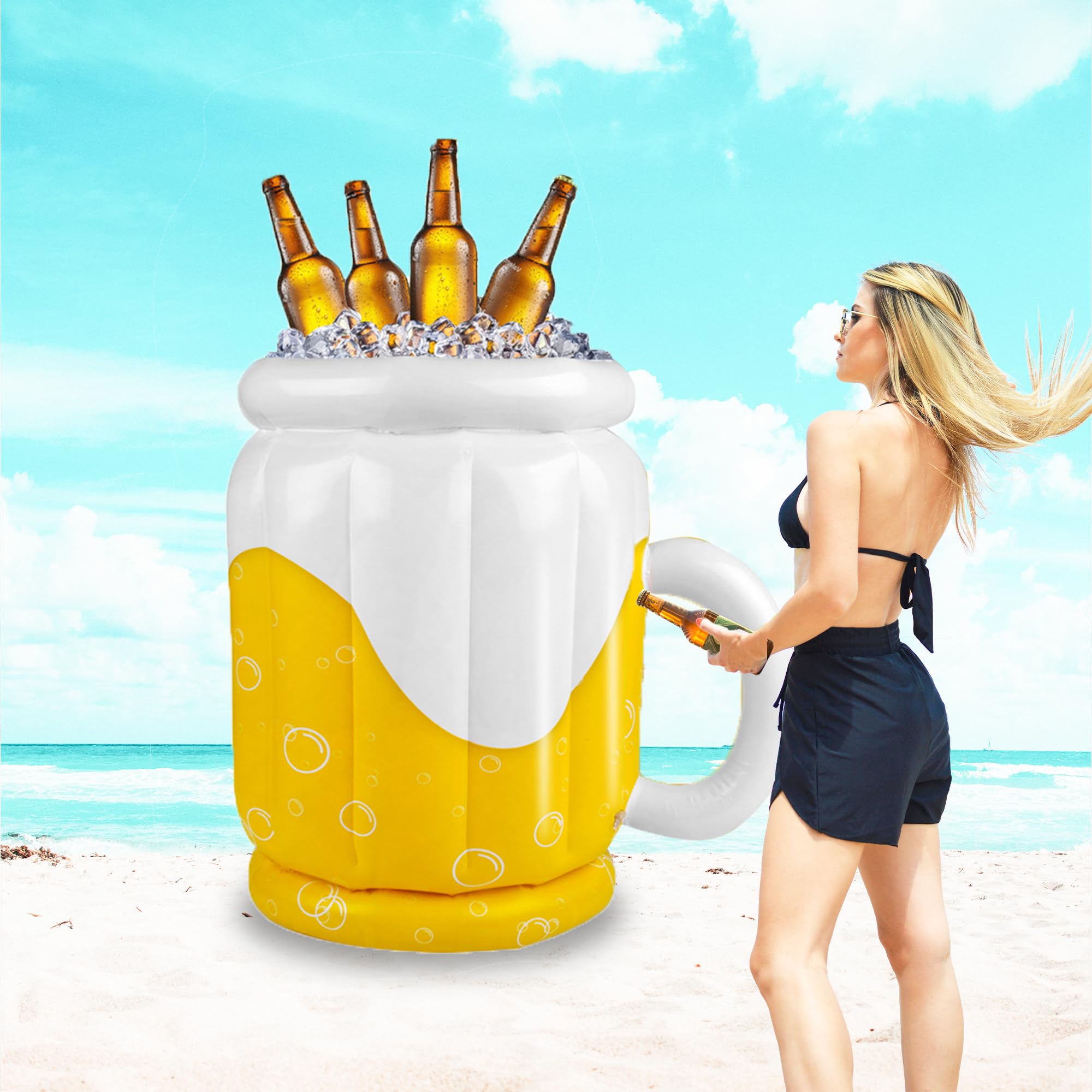 【アダプター付き】フローズンビールLEDディスプレイ＆ビールジョッキ10個　中古 Amazon.co.jp: 空気注入式ビールジョッキ ドリンククーラー アイス