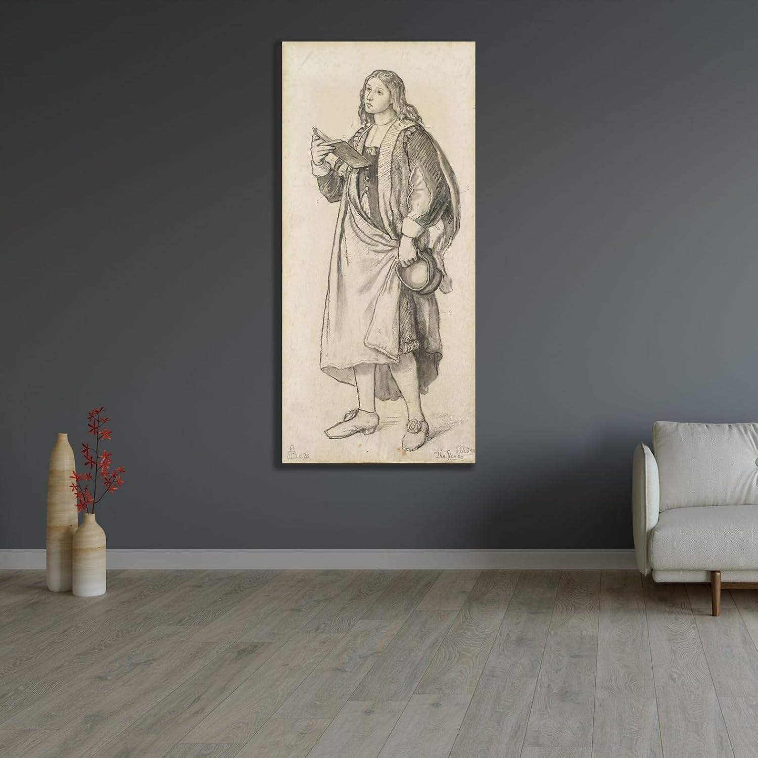 ArtDirect The Young Milton Unframed Art Print Giclee Poster by Ford Madox Brown - Ready for Framing with Customization Sizes 5x10, 6x14, 9x20, 16x36, 22x48 and 27x60 inches