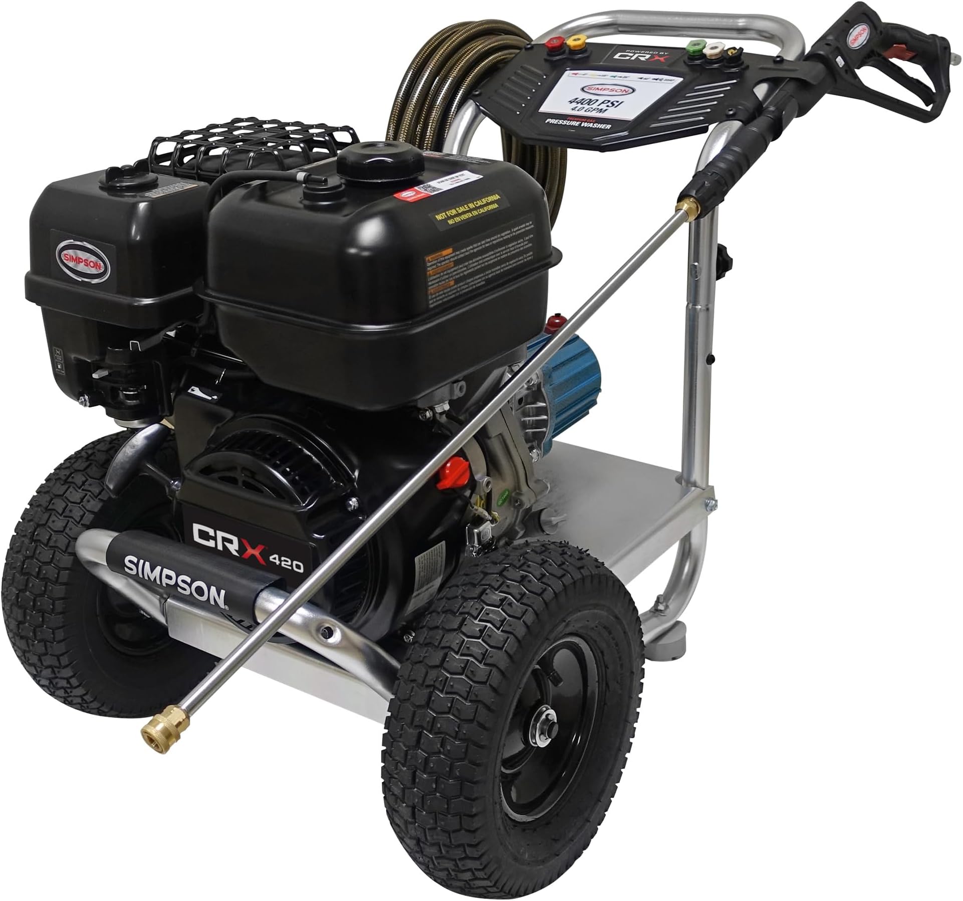 Simpson 4400 PSI Gas Pressure Washer, 4.0 GPM Commercial Power Washer, Cold Water, CRX 420 Engine, 50' Hose, Aluminum Series, 49-State Compliant (ALH4440)