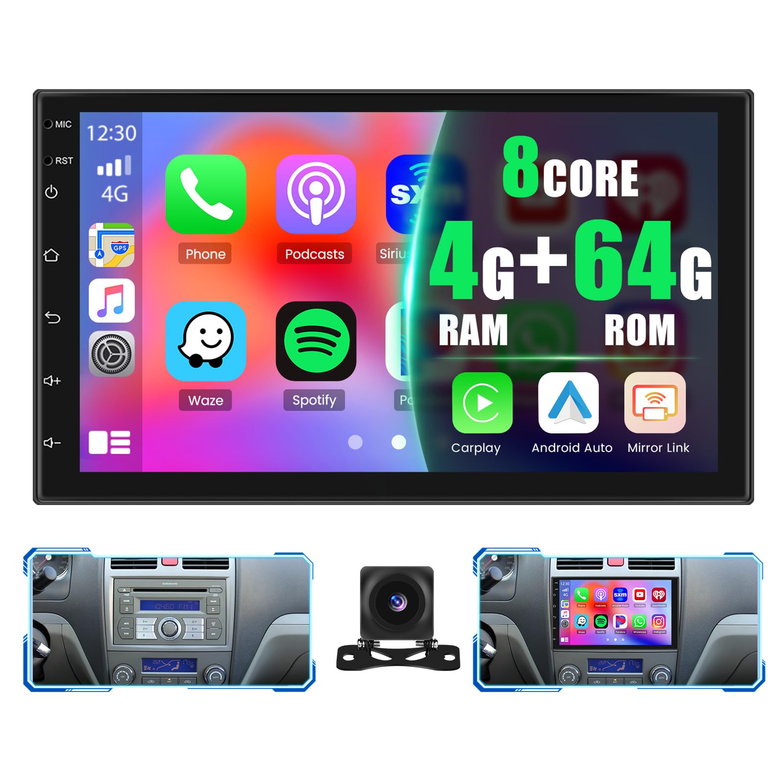 Amazon.com: Inefala[8-Core 4+64G] Double Din 7 Inch Android