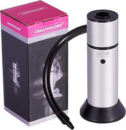 Amazon 燻製器 スモーキングガン 燻製機 スモーカー Creativechef くんせい器 フードスモーカー 冷燻 薫製 食用燻製器 簡易薫製器 食用燻製器 スモーク風味 冷燻 レストラン 自宅 屋外 ピクニック バーベキューなどに対応 燻煙チューブ ギフト 肉類 真空調理法 飲料