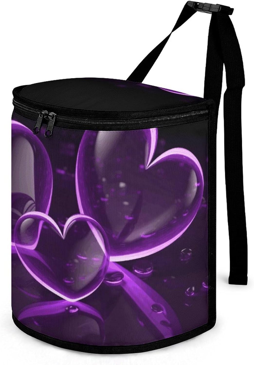 Hanging Car Trash Bag Protable Trash Can Purple Hearts Waterproof Garbage Bin for Car