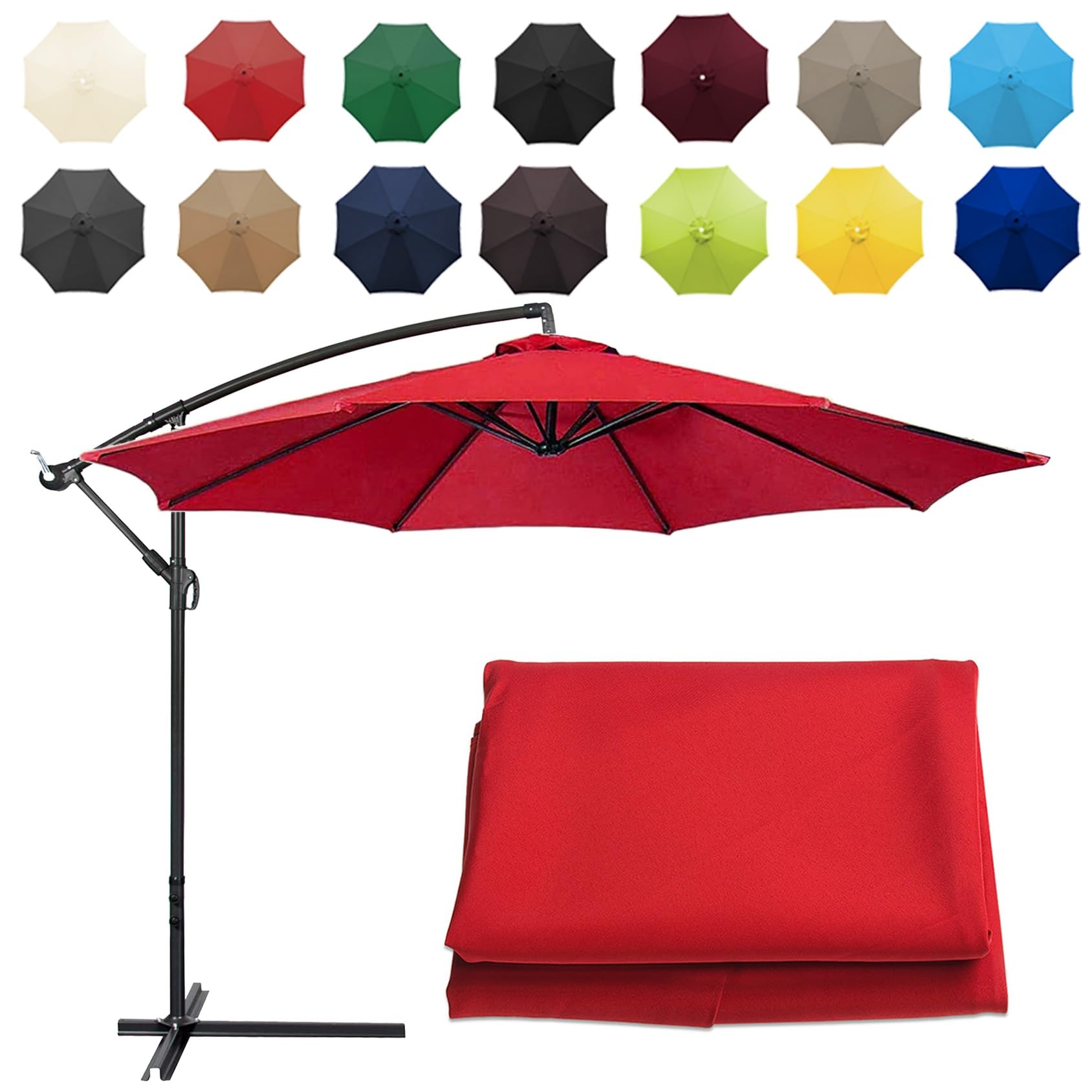 CMJYMX Replacement Parasol Canopy Sun Umbrella Replacement Cloth For 2m-6 Arms 2.7m-6 Arms 2.7m-8 Arms 3m-6 Arms 3m-8 Arms (Color : Red, Size : 8 ribs-2.7m(8.8ft))