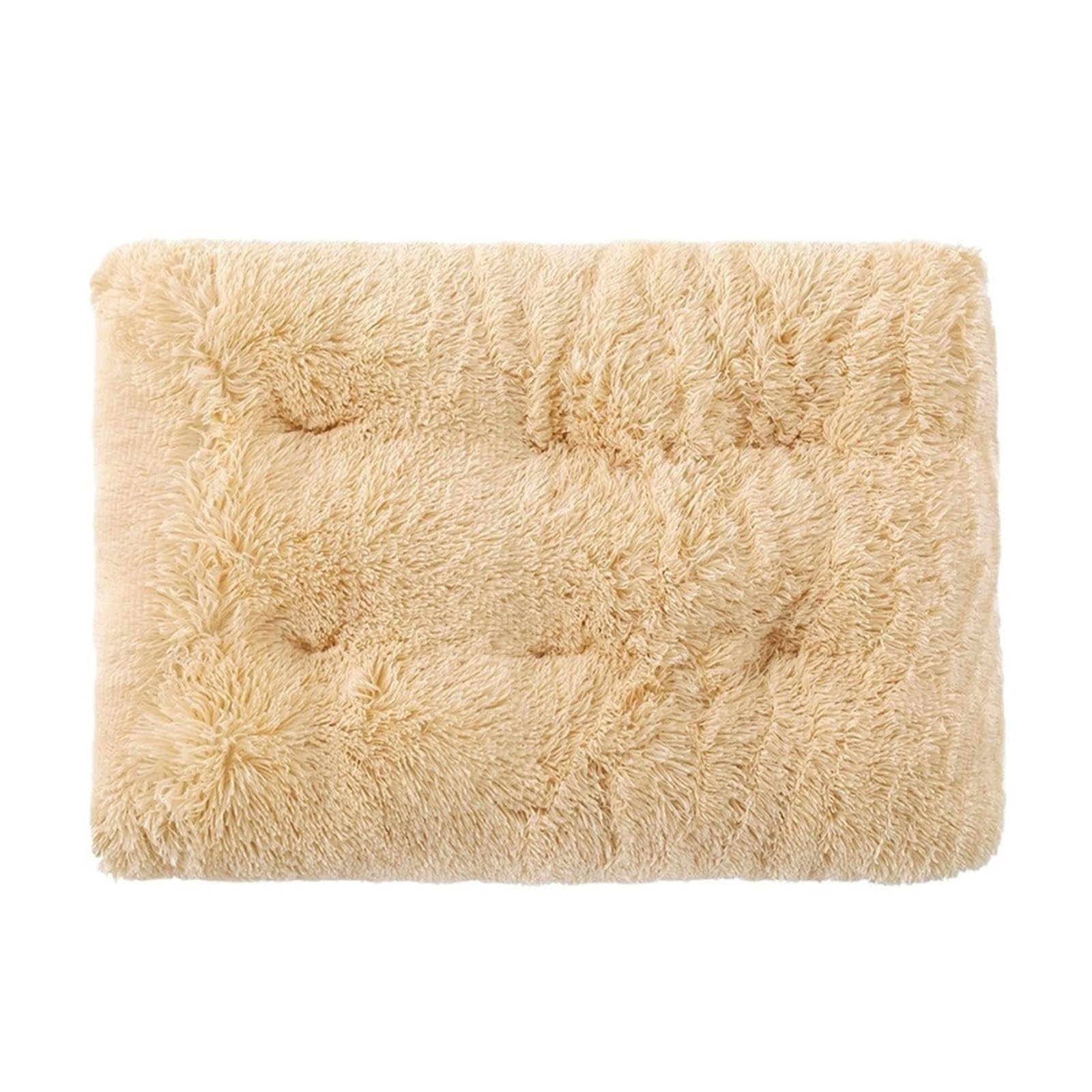 Tapis de lit carré XL en peluche jaune clair pour chien et chat