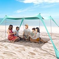 Vista 9 de BOTINDO Tienda de campaña familiar para playa, toldo para el sol, tienda de campaña de playa grande desplegable, estabilidad, 4 postes con bolsa