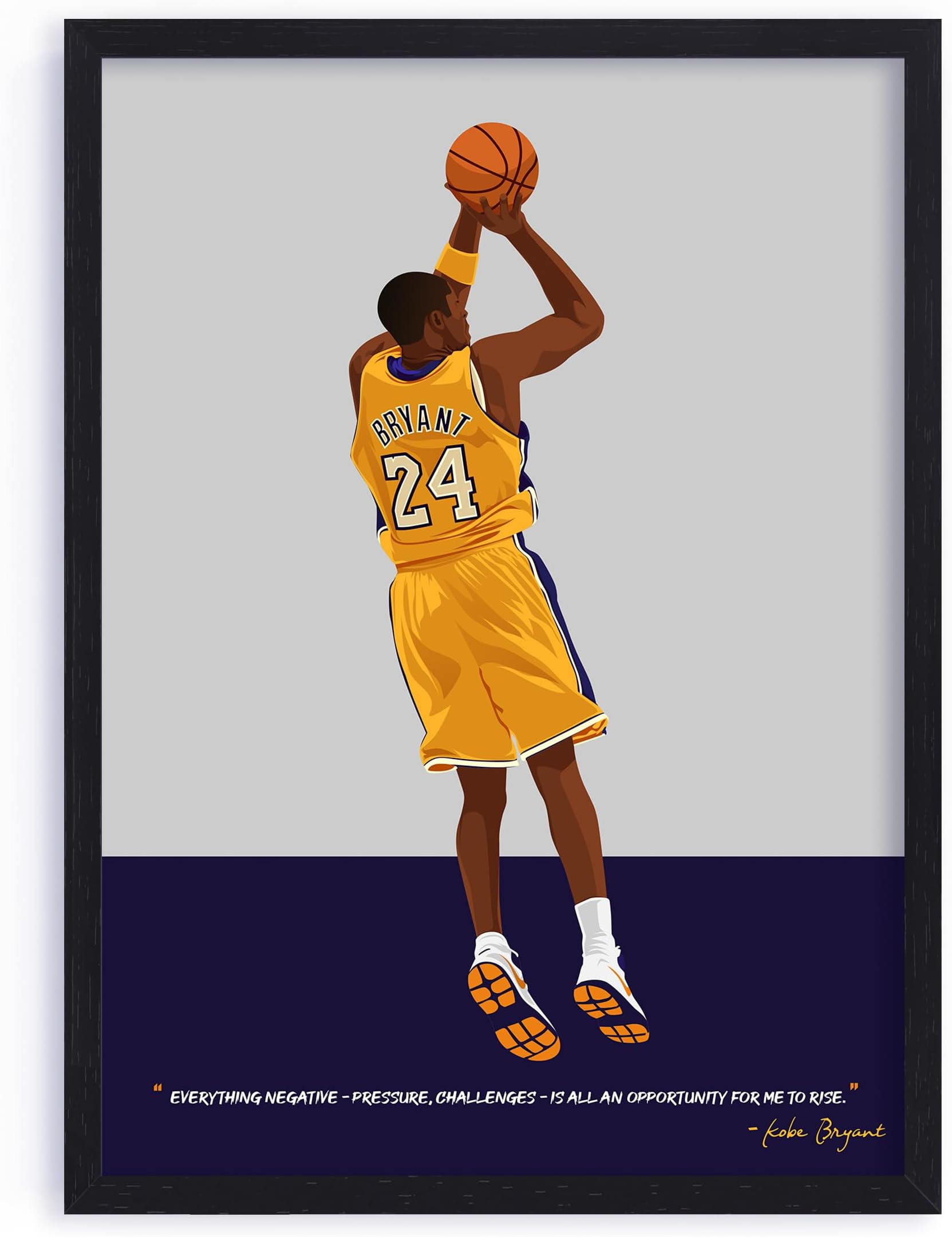 QUOTE - UNQUOTE ART Kobe Bryant Basketball Poster Frame Basketball Merchandise - 11x14 inches - Black Frame
