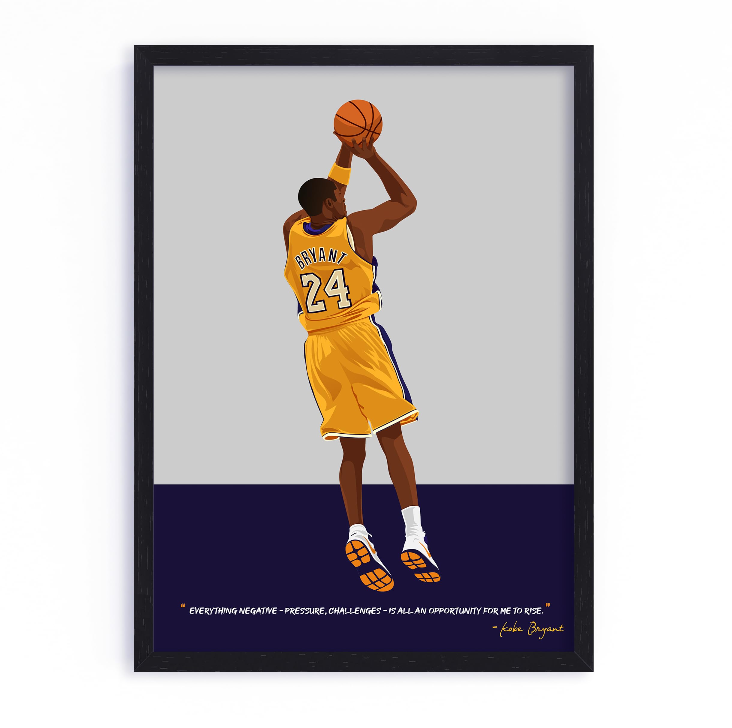 QUOTE - UNQUOTE ART Kobe Bryant Basketball Poster Frame Basketball Merchandise - 13x17 inches - Black Frame
