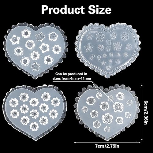 Miniatura 2 de Moldes de arcilla polimérica de flores, 4 piezas de silicona floral de margaritas rosas en miniatura 3D en relieve para hacer aretes, joyería, arte