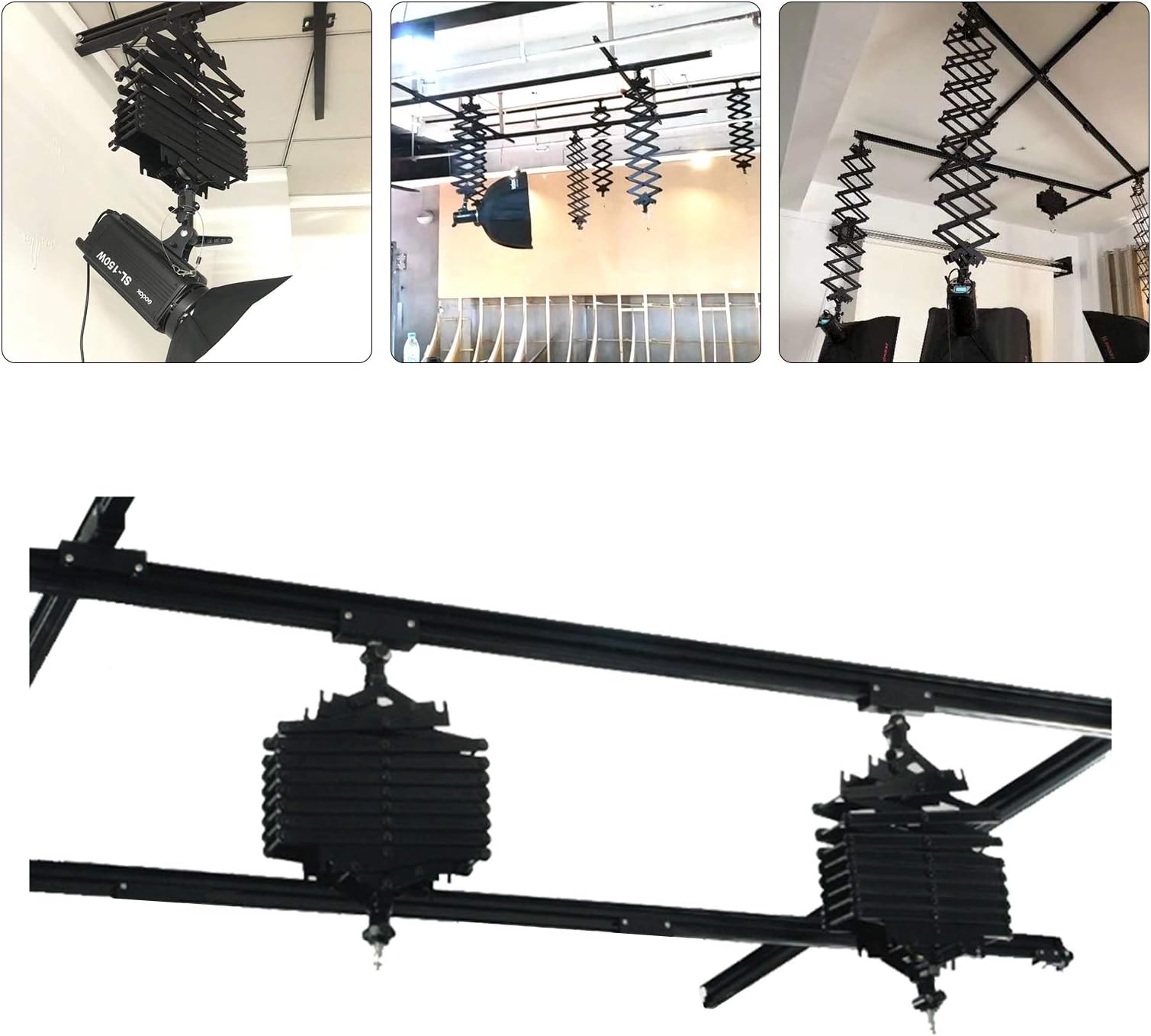 78.7"x78.7" Studio Lighting Mounting System Complete Kit 43cm Pantography Studio Lighting Support Rail System for Studio Pantograph Shooting(2m x 2m-B)