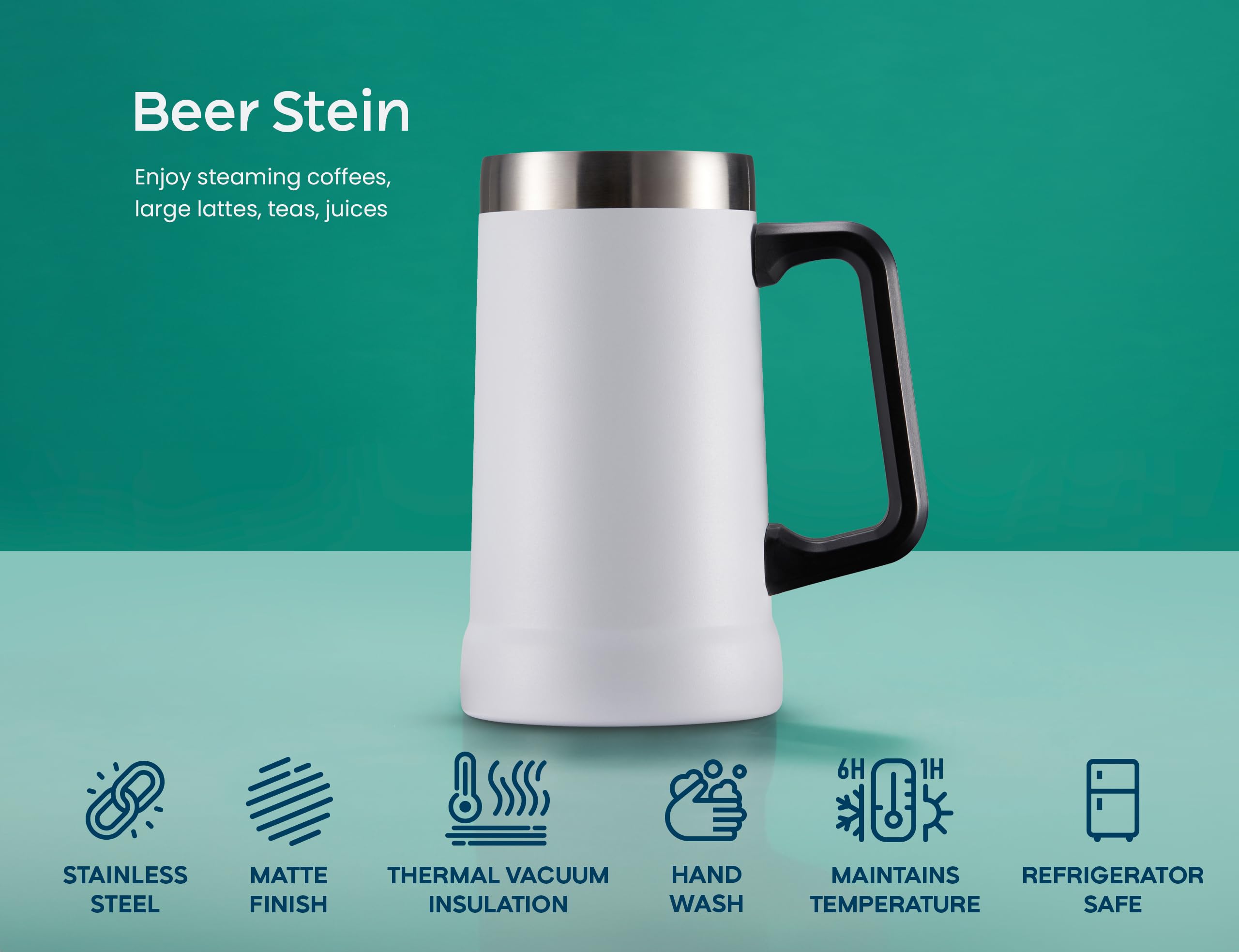 Amazon.com | KooK Beer Stein, Stainless Steel Coffee Mug, Tumbler