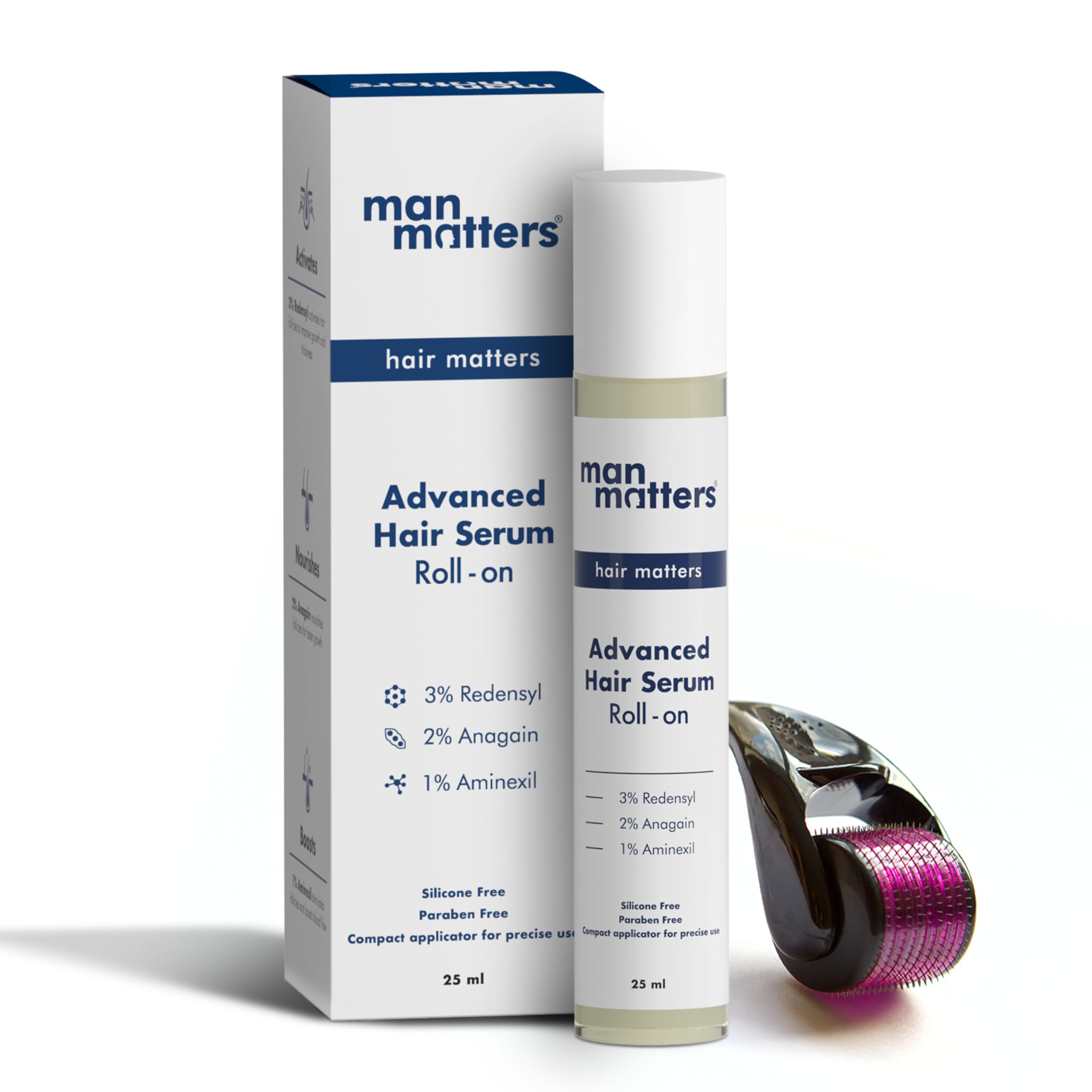 Man Matters Advanced Beard&Hair Serum Roll On 25Ml With Derma Roller 0.5 Mm|Redensyl,Anagain,Aminexil&Rosemary|Reactivates Hair Cells,Improves Beard&Hair Density&Promotes Thicker Growth, 50 Grams-image-16