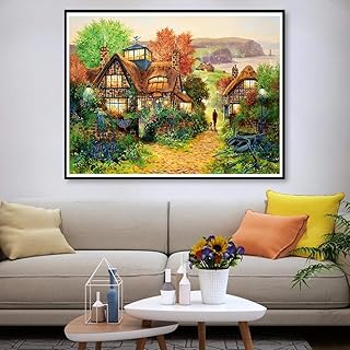 N / A 5D-DIY-Casas Rurales idílicas Spots escénicos Moge Diamond Painting Juego Completo de Nuevas Pegatinas Diamante Punto de Cruz Decoración del hogar simple-40X55Cm