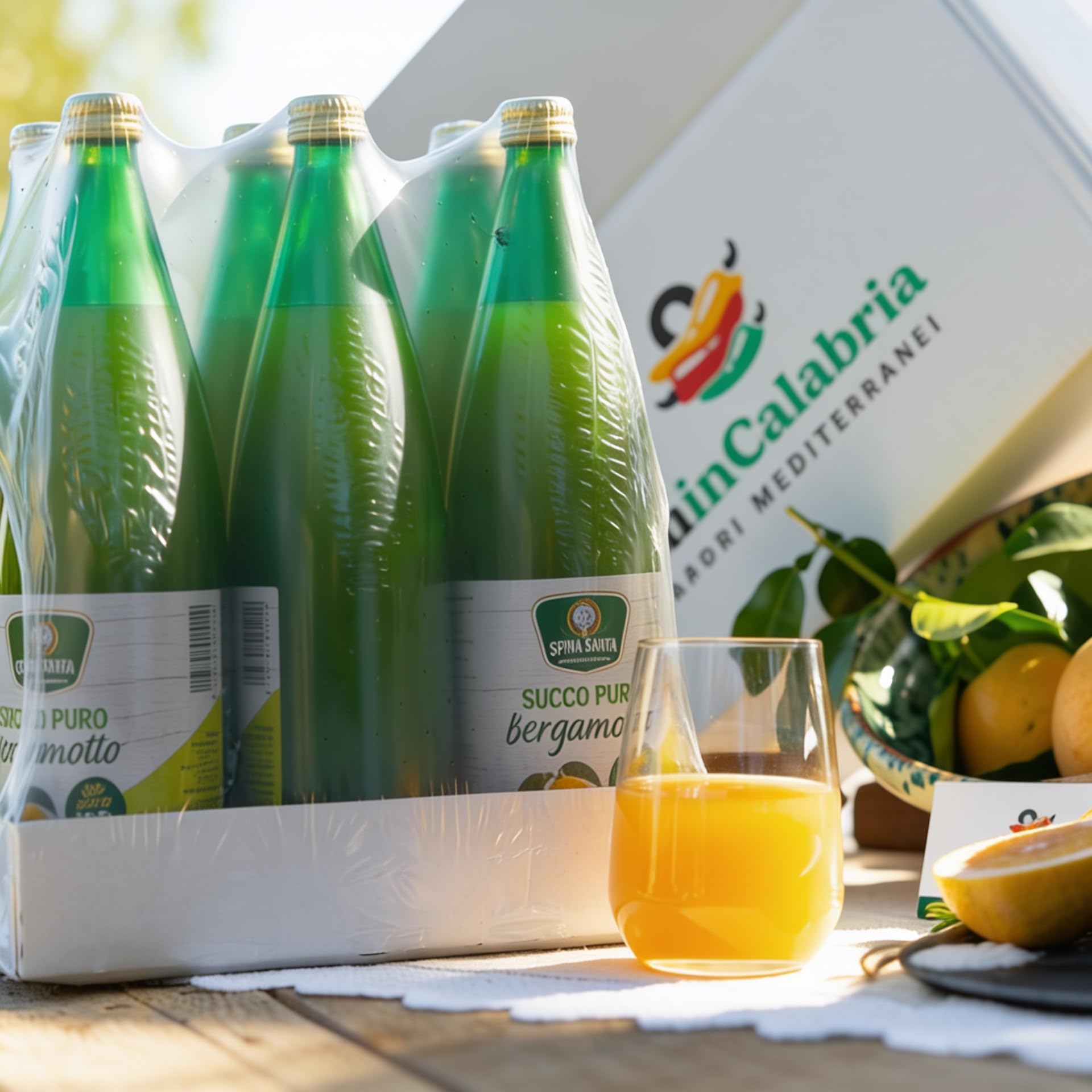 6 Bouteilles Jus de Bergamote Pur 100% - 1L Spina Santa: Goût et Bien-être de Calabre
