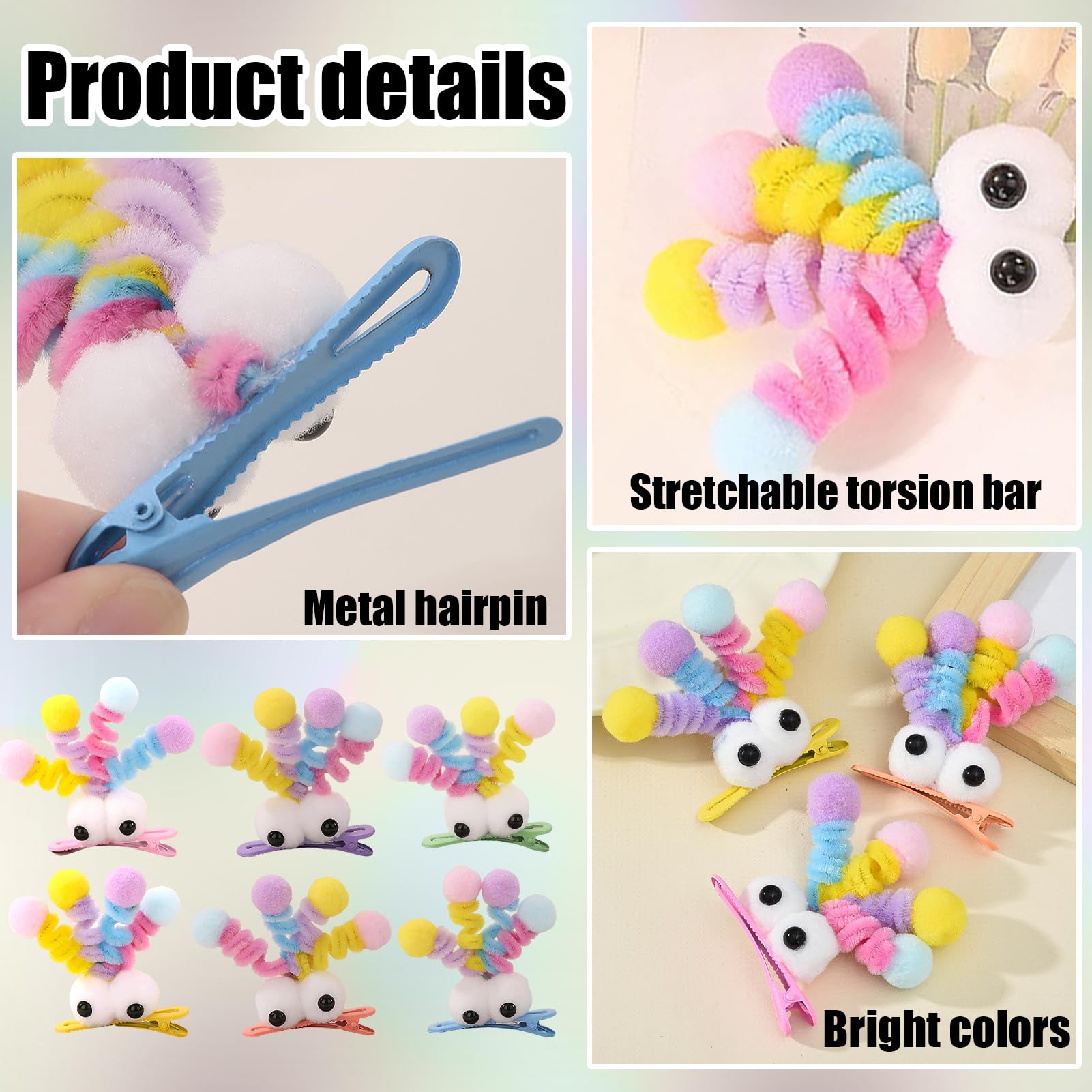 Amazon.co.jp: MIUPOO ふわふわポンポンヘアクリップ、クレイジーヘア